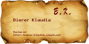 Bierer Klaudia névjegykártya